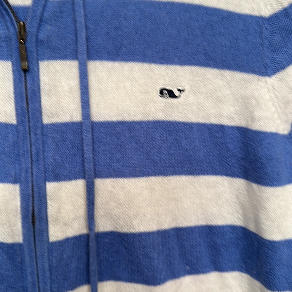 Baby blue and white striped vineyard vines light weight super soft zip up shirt. - Picture 2 of 5